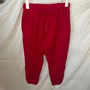 Fabletics Red Track Pants with Tapered Ankle Design